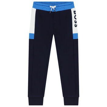 Boys Navy Blue Logo Joggers