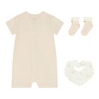 Baby Girls Swan Beige Romper Set, 4, hi-res