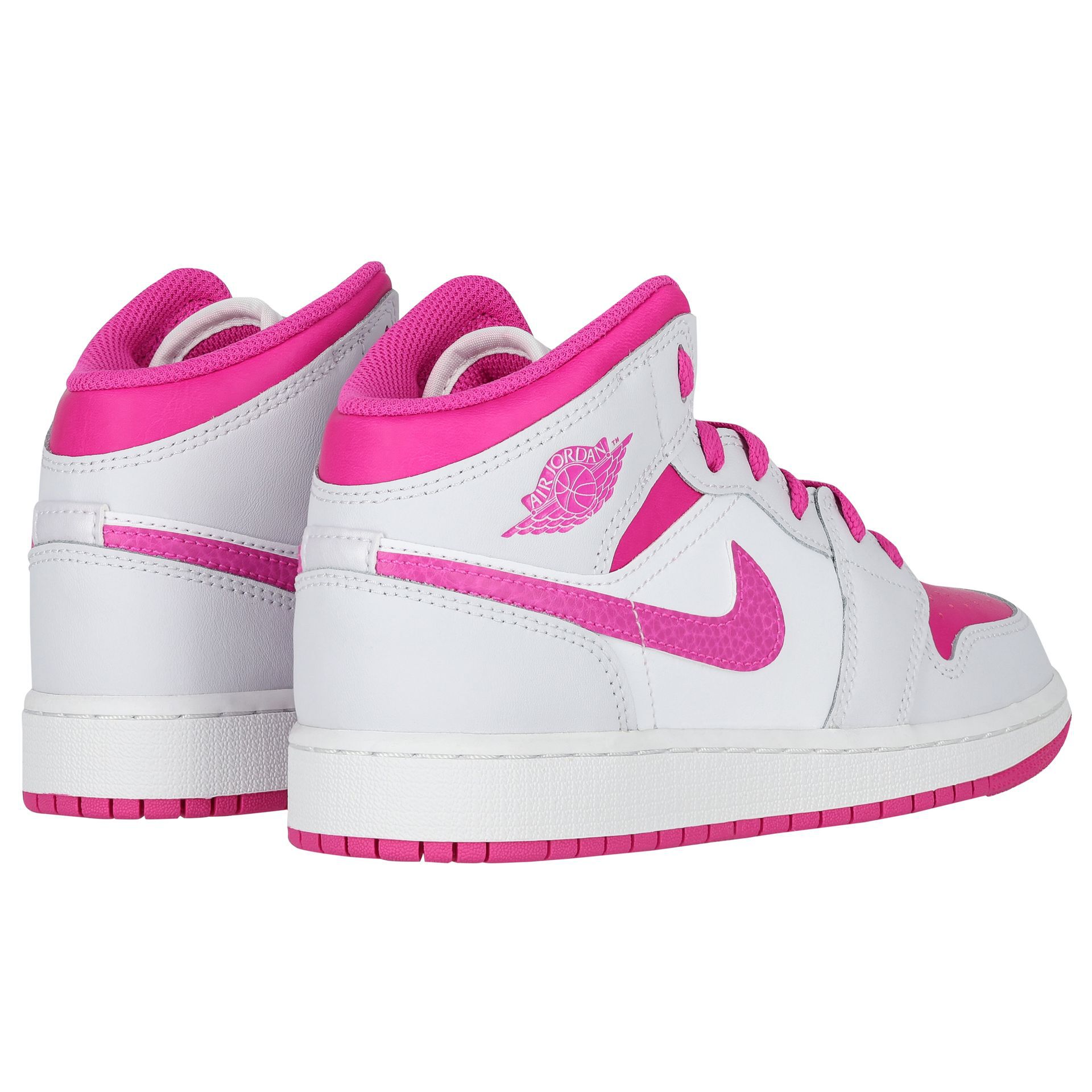 Nike Kids Girls White, Grey & Pink Air Jordan 1 Mid Trainers
