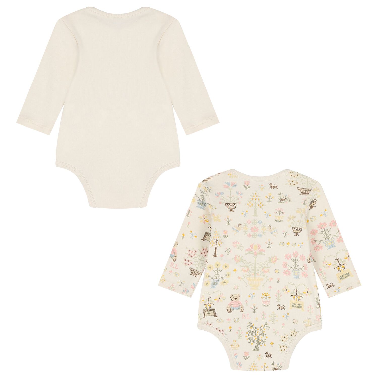 Baby Girls Ivory Polo Bear Bodysuits ( 2 Pack ), 1, hi-res