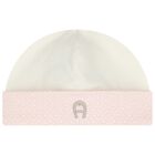 Baby Girls Ivory & Pink Logo Hat, 3, hi-res