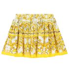 Girls White & Yellow Majolica Skirt, 1, hi-res