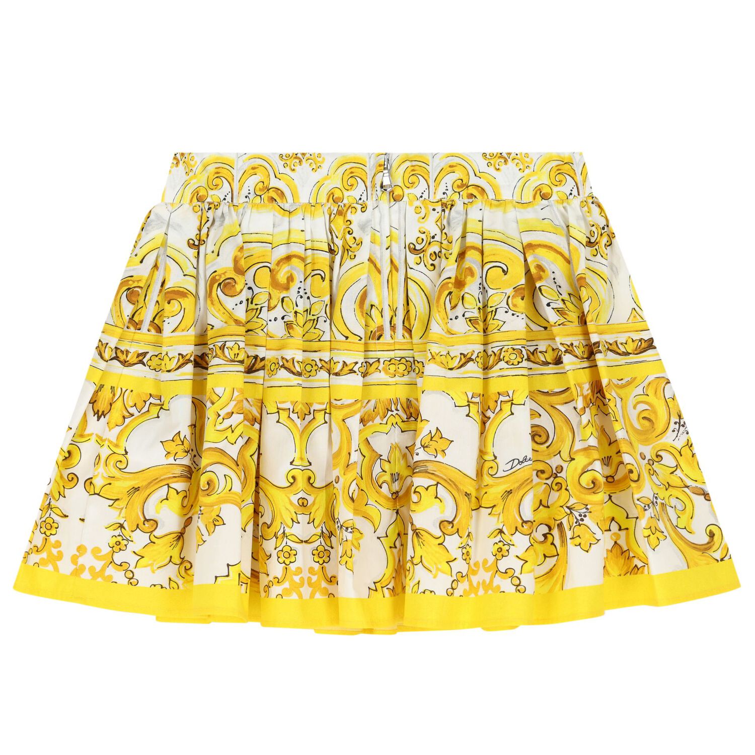 Girls White & Yellow Majolica Skirt, 1, hi-res