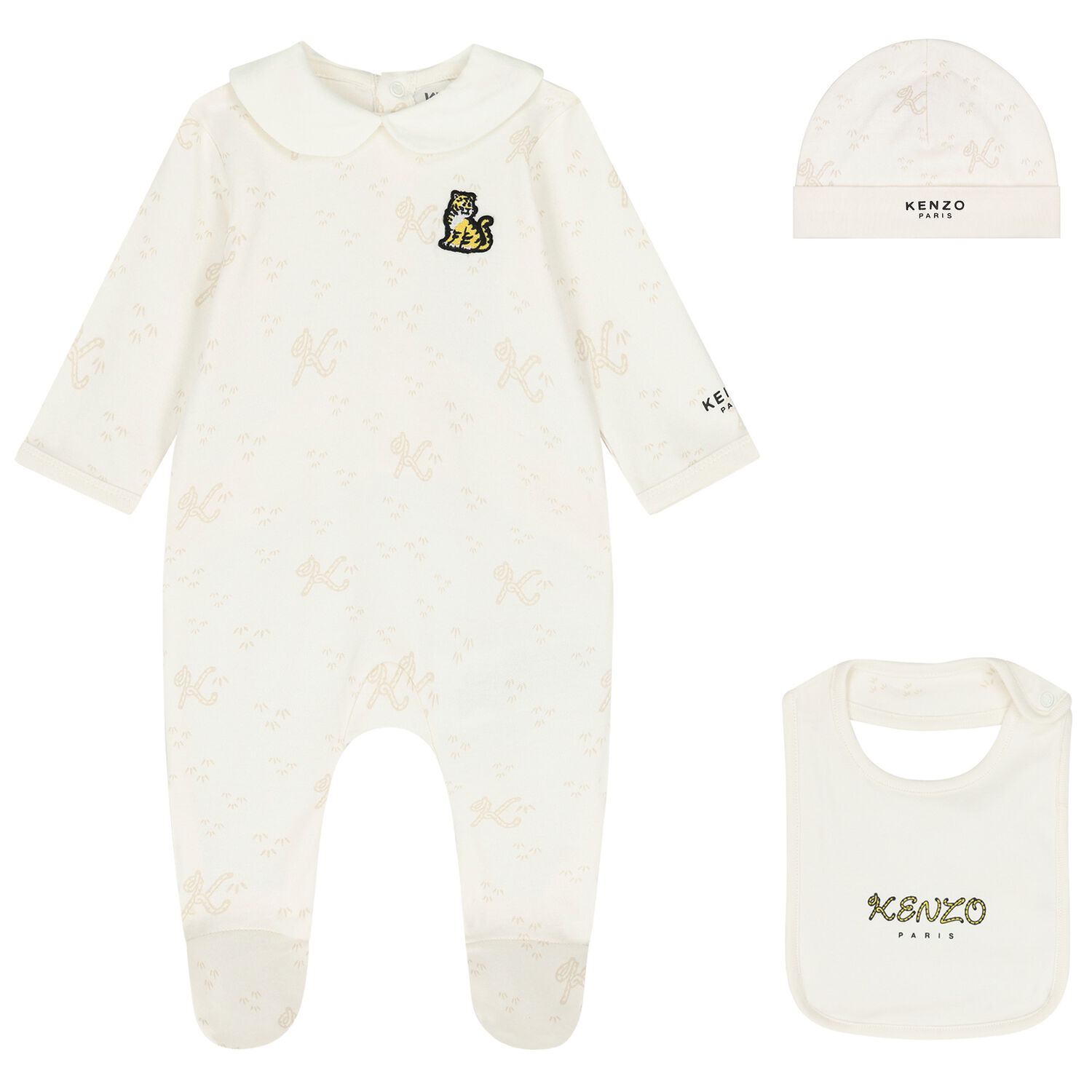 Ivory Tiger Logo Babygrow Gift Set, 1, hi-res