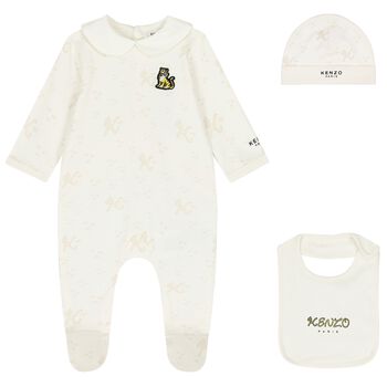 Ivory Tiger Logo Babygrow Gift Set