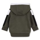 Younger Boys Green Hooded Zip Up Top, 2, hi-res