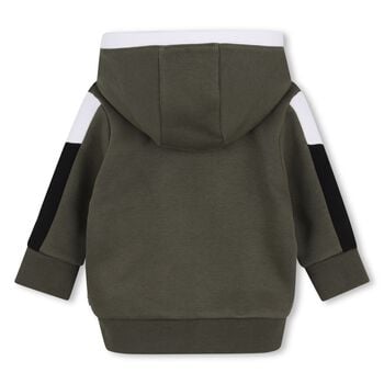 Younger Boys Green Hooded Zip Up Top