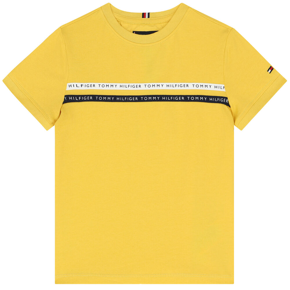 satellit tømrer bruser Tommy Hilfiger Boys Yellow Logo T-Shirt | Junior Couture USA