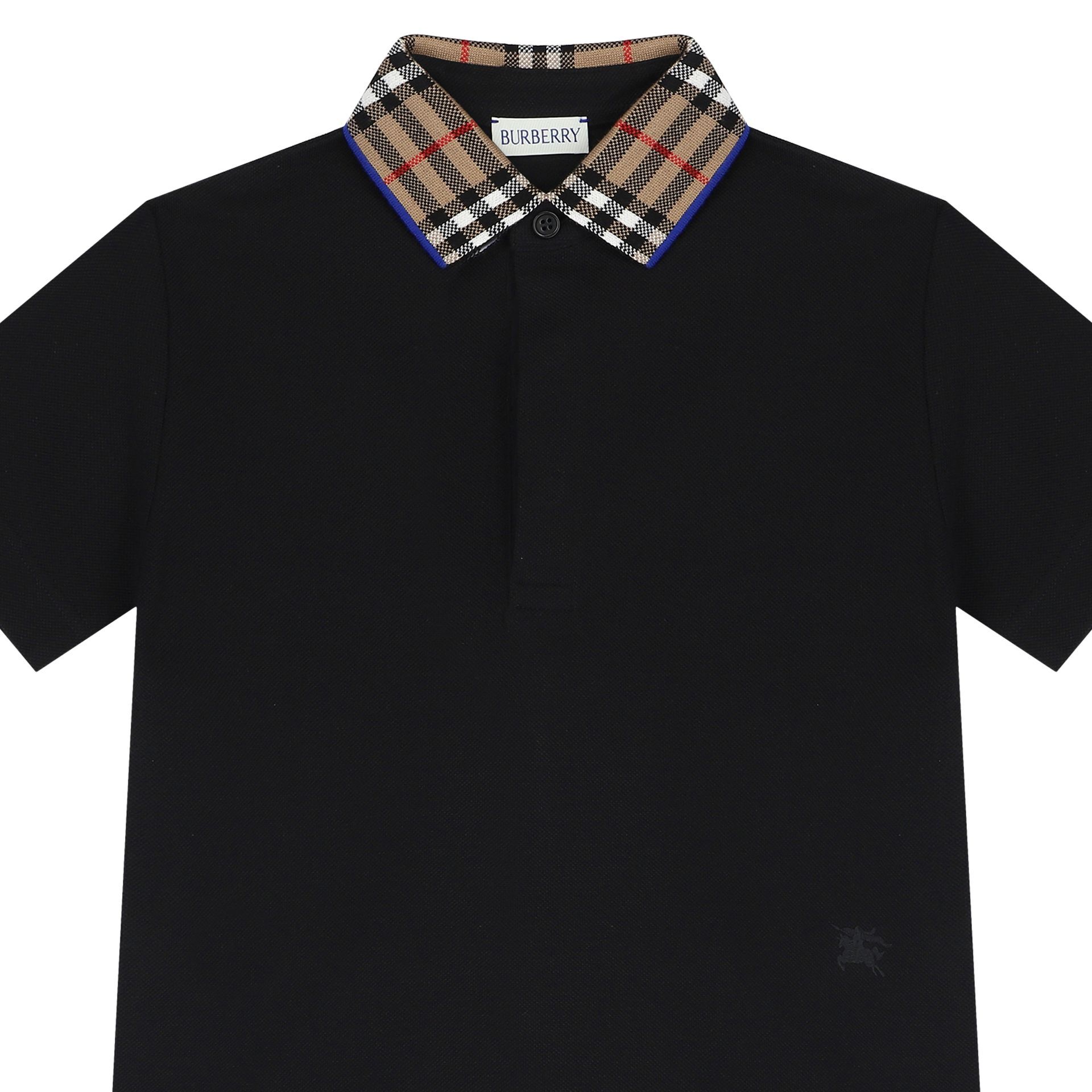 Burberry Boys Black Logo Check Polo Shirt | Junior Couture