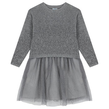 Girls Grey Glitters Dress Set