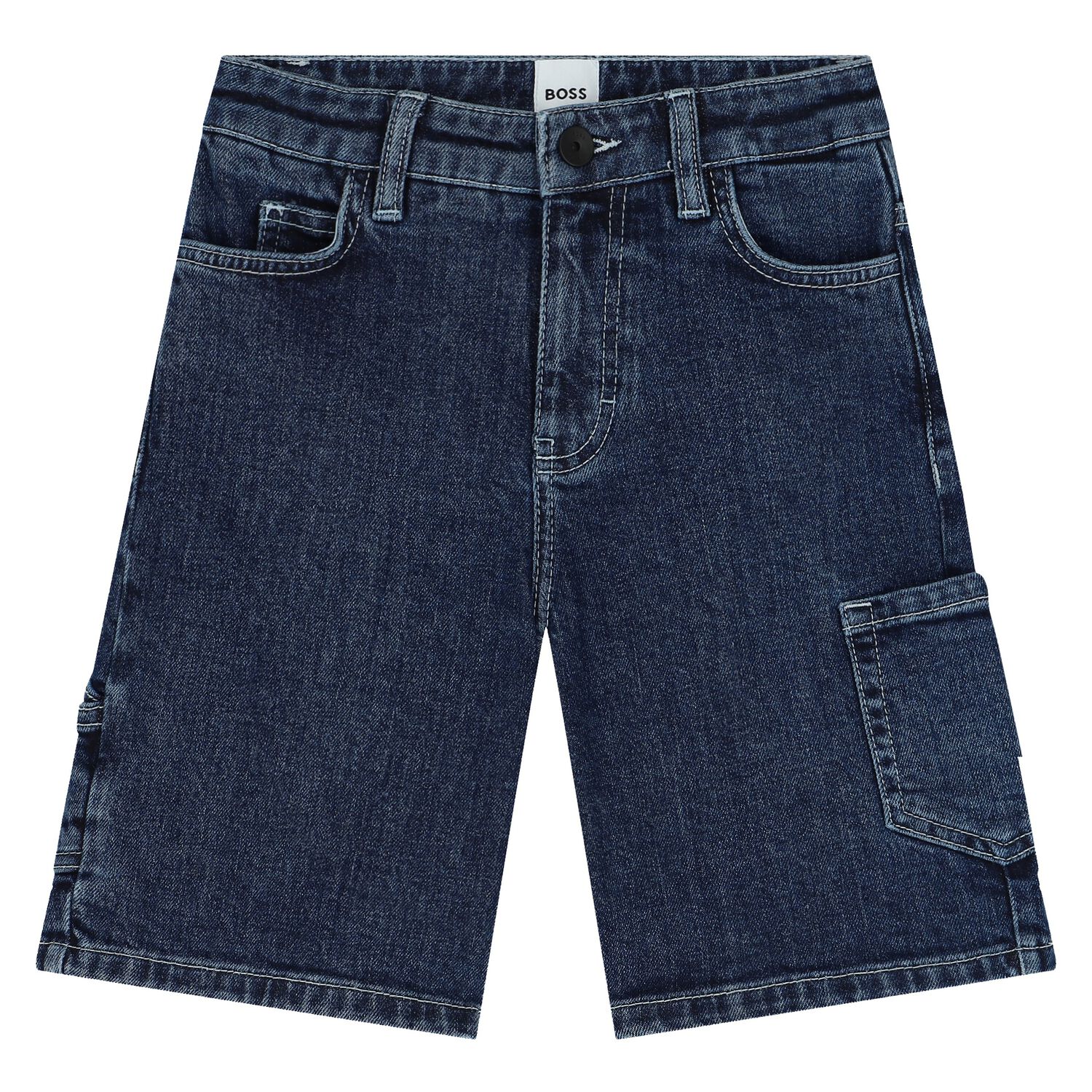 Boys Blue Logo Denim Shorts, 1, hi-res image number null