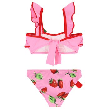 Girls Pink Ruffled Bikini