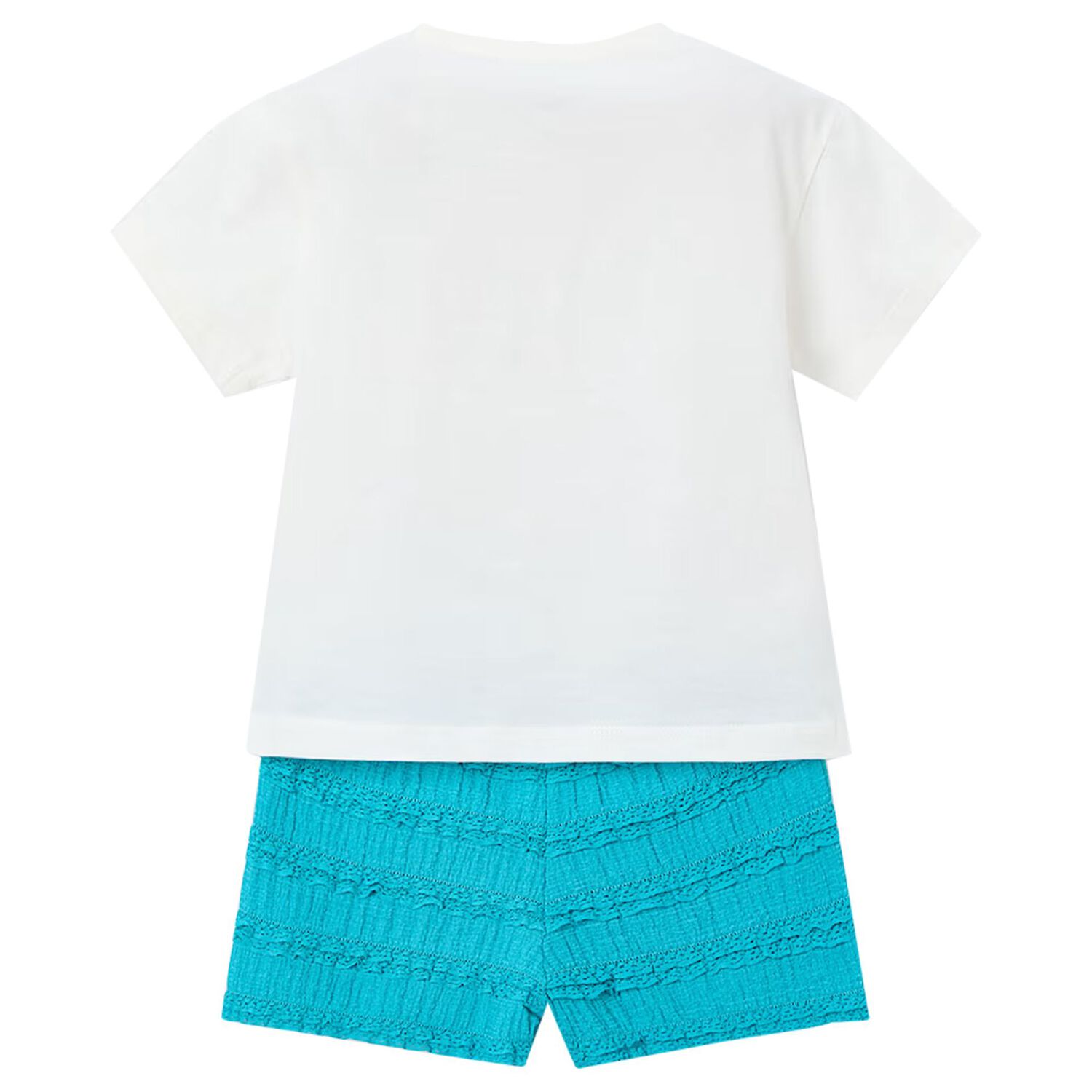 Girls White & Blue Shorts Set, 1, hi-res