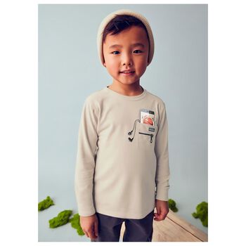 Boys Beige Long Sleeve Top
