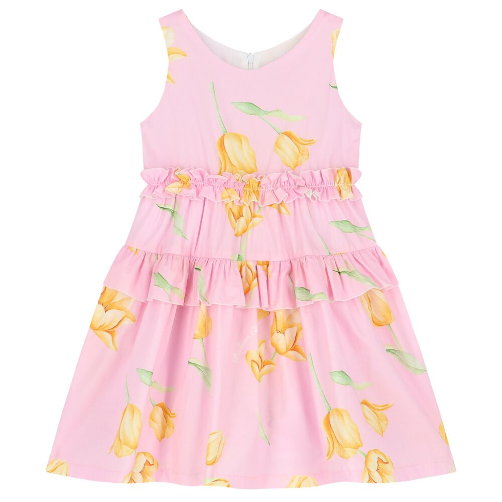 DRESS & Fleur Girls Dress with Removable Cape in Pink