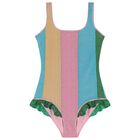 Girls Rainbow Stripe Lumiere Swimsuit, 1, hi-res