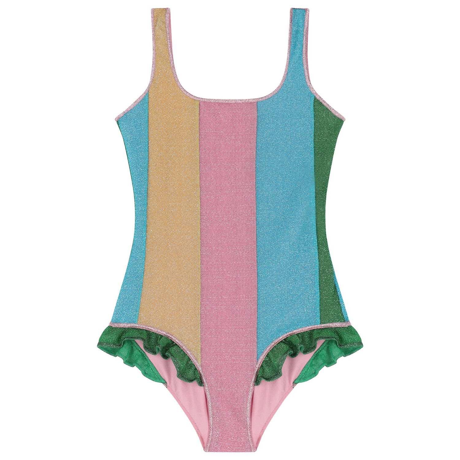 Girls Rainbow Stripe Lumiere Swimsuit, 1, hi-res image number null