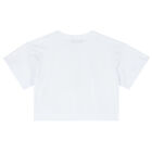Girls White Logo Cropped T-Shirt, 1, hi-res