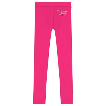 Girls Pink Logo Leggings