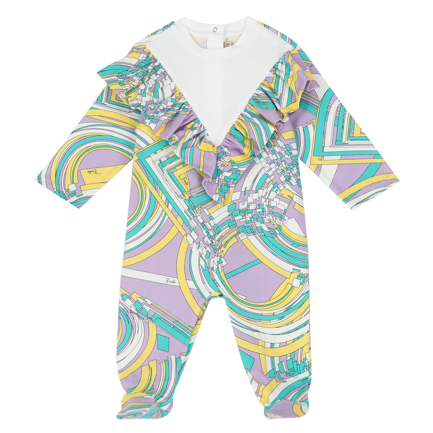 Emilio Pucci Baby Girls Purple, Yellow, Green White Babygrow Set