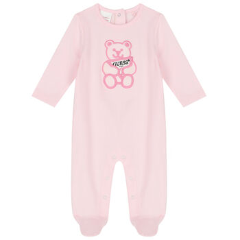 Baby Girls Pink Teddy Bear Babygrow