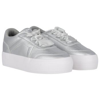Girls Silver Logo Chunky Trainers