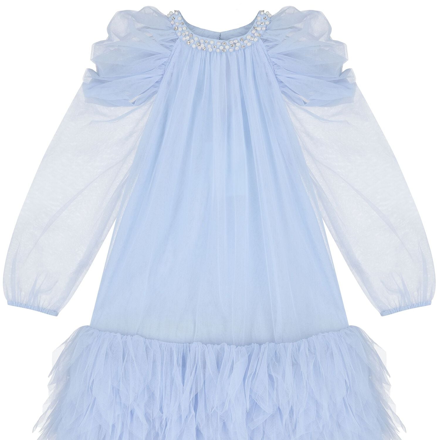Girls Blue Embellished Tulle Dress, 1, hi-res
