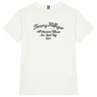 Boys White Embroidered Logo T-Shirt, 1, hi-res