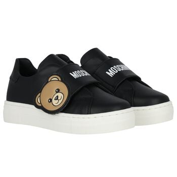 Black & White Teddy Bear Logo Trainers 