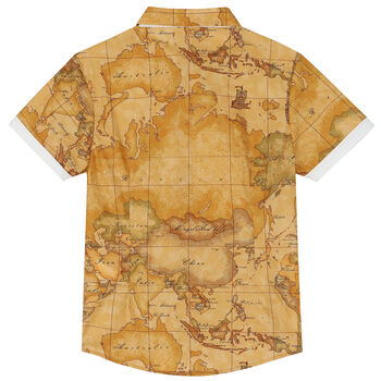 Boys Beige Geo Map Shirt
