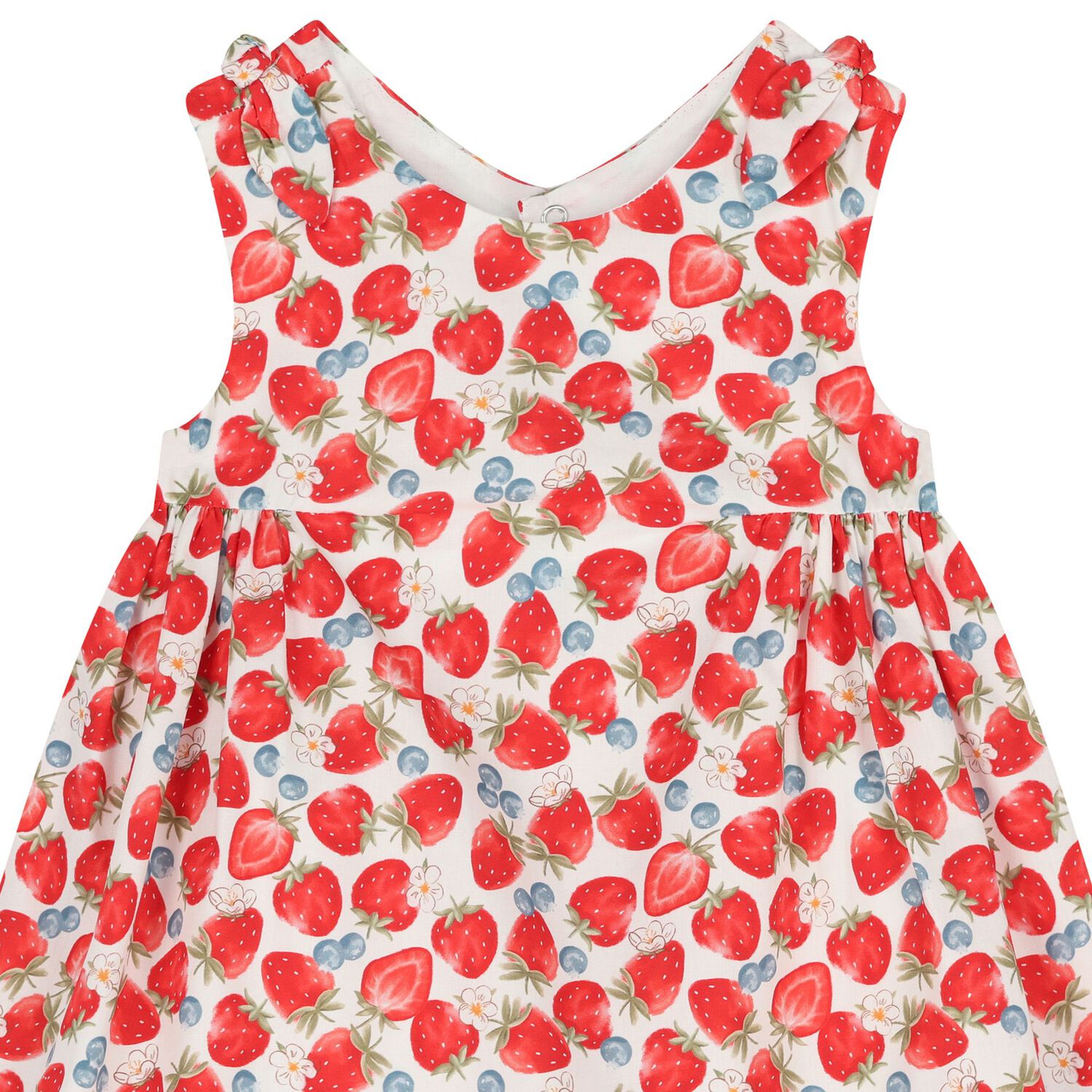 Baby Girls White & Red Strawberry Dress, 2, hi-res