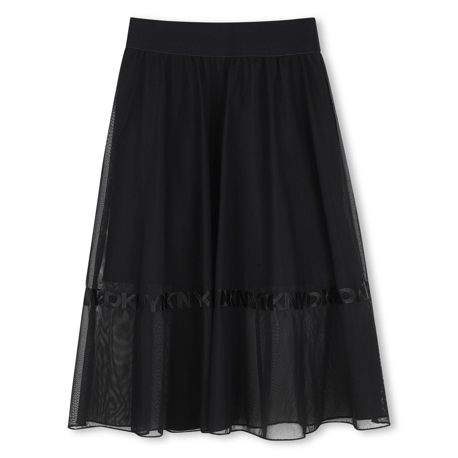 Girls Black Logo Mesh Skirt, 1, hi-res
