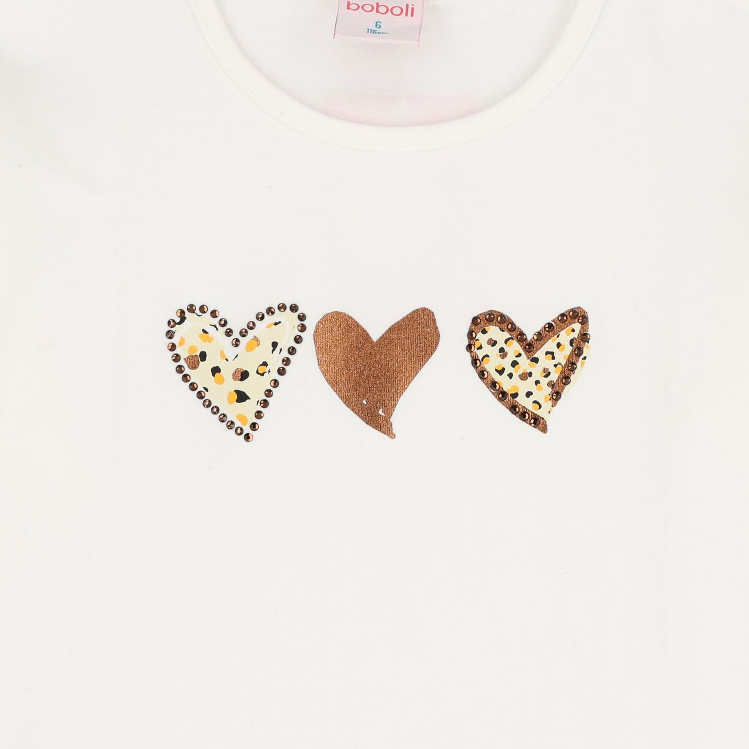 Girls Ivory Heart Long Sleeve Top, 1, hi-res