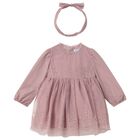 Younger Girls Pink Floral Tulle Dress Set, 2, hi-res