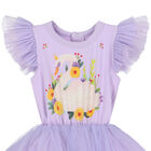 Baby Girls Purple Swan Tulle Bodysuit Dress, 1, hi-res