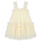 Girls Yellow Ruffled Tulle Dress, 1, hi-res