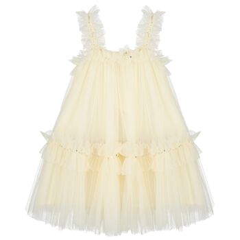 Girls Yellow Ruffled Tulle Dress