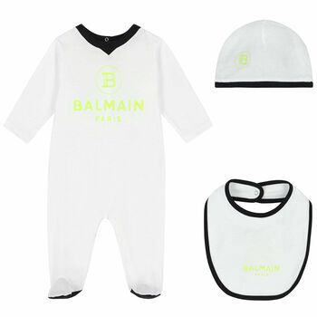 White & Green Logo Babygrow Gift Set