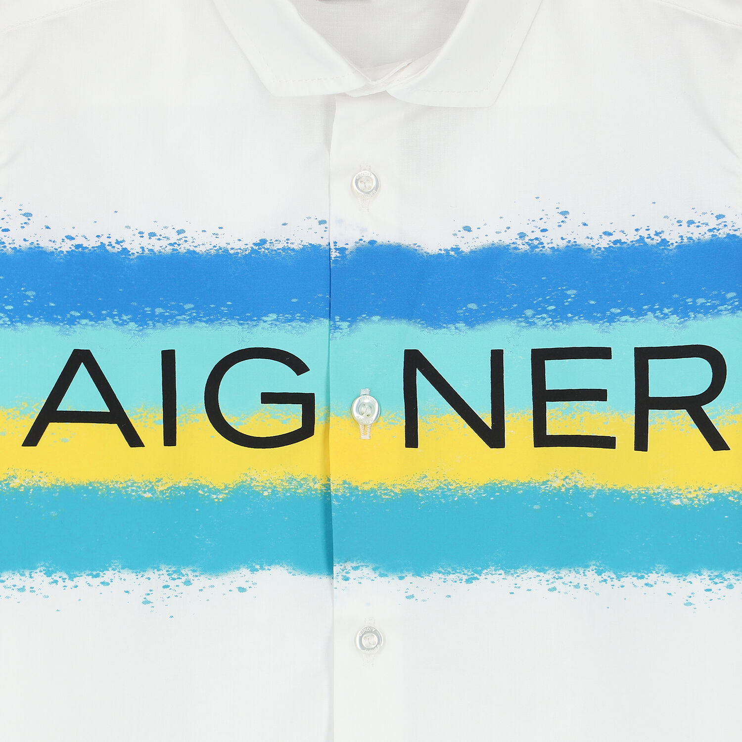 Boys White Logo Striped Shirt, 1, hi-res