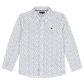 Boys White & Blue Logo Shirt
