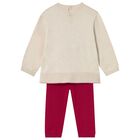 Younger Girls Ivory & Red Teddy Bear Trousers Set, 2, hi-res