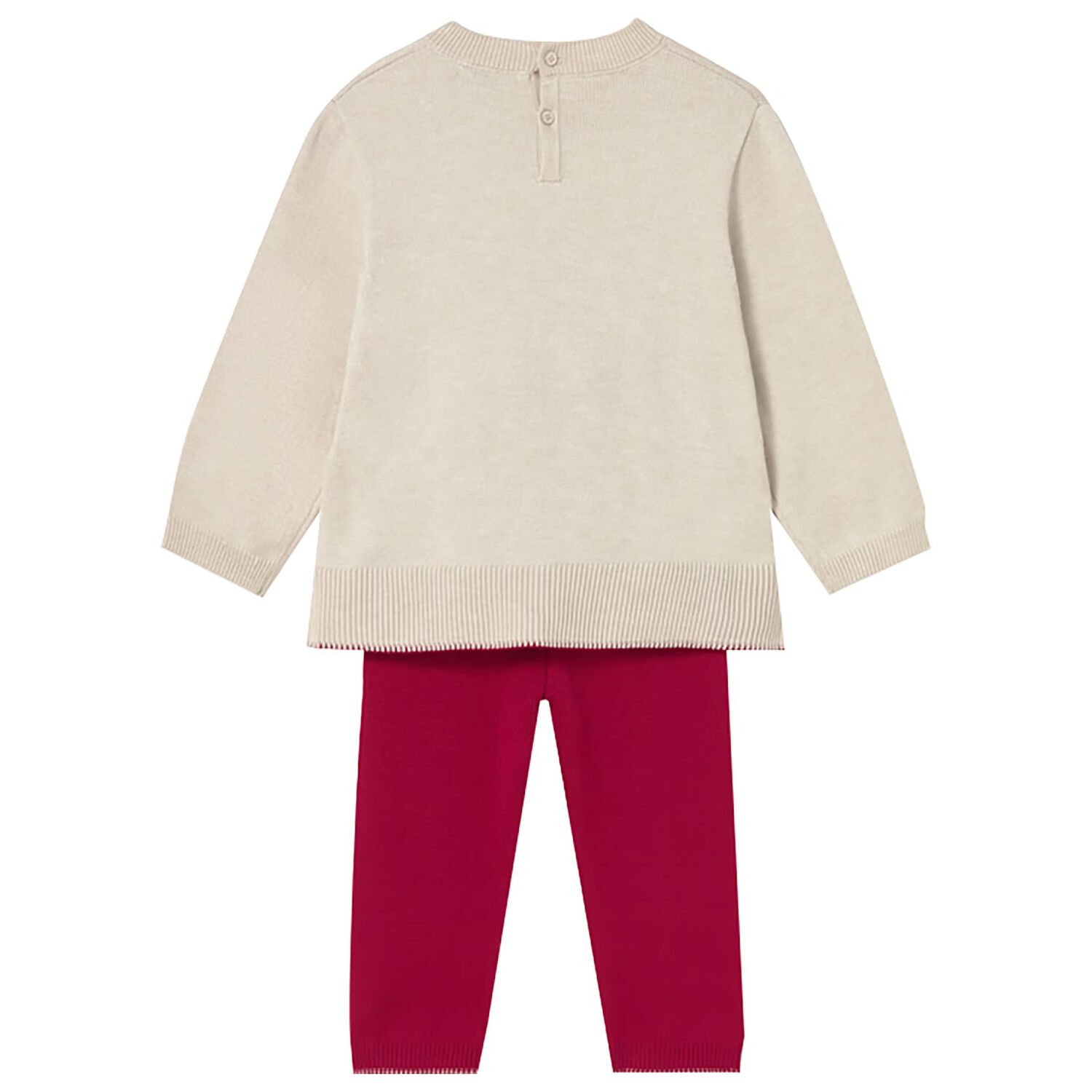 Younger Girls Ivory & Red Teddy Bear Trousers Set, 2, hi-res image number null