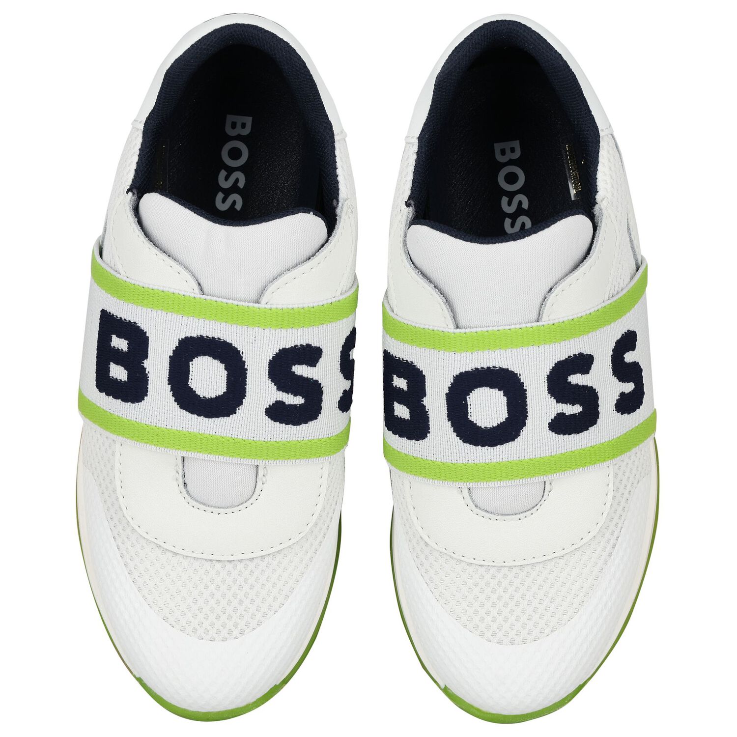 Boys White Logo Trainers, 2, hi-res