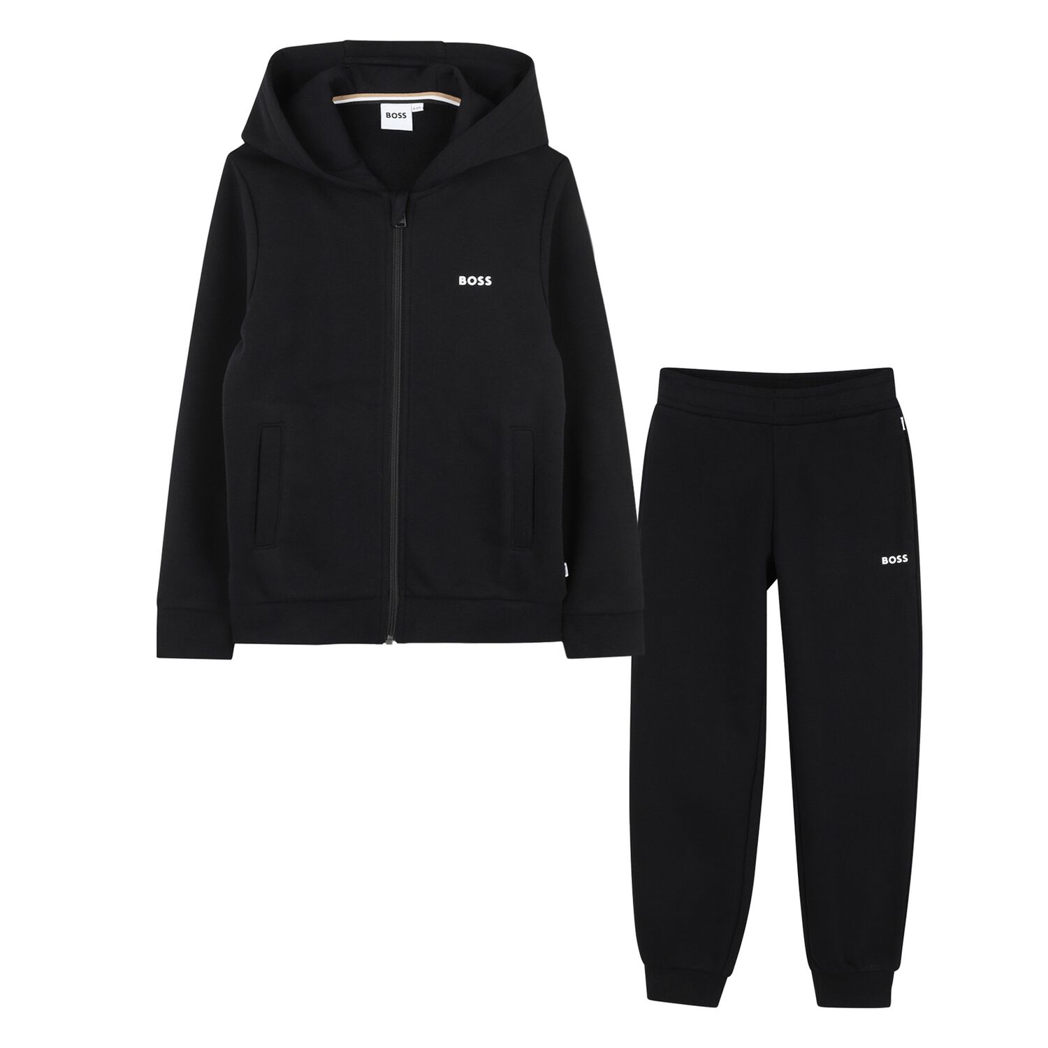 Boys Black Logo Tracksuit, 1, hi-res