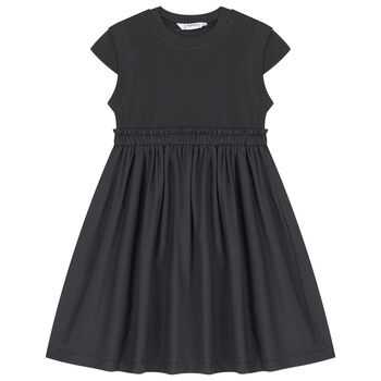 Girls Black Ribbed Dress