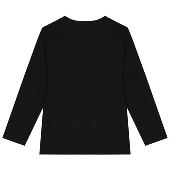 Boys Black Logo Long Sleeve Top