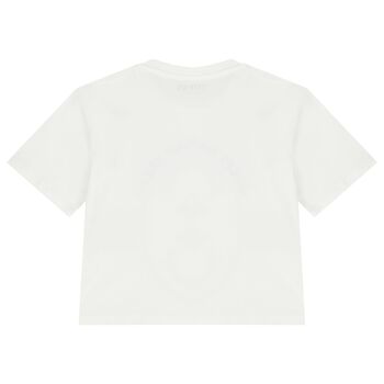 Girls White Embellished Logo T-Shirt