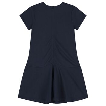 Girls Navy Blue & Gold Logo Dress