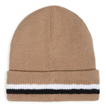 Boys Beige Logo Beanie Hat