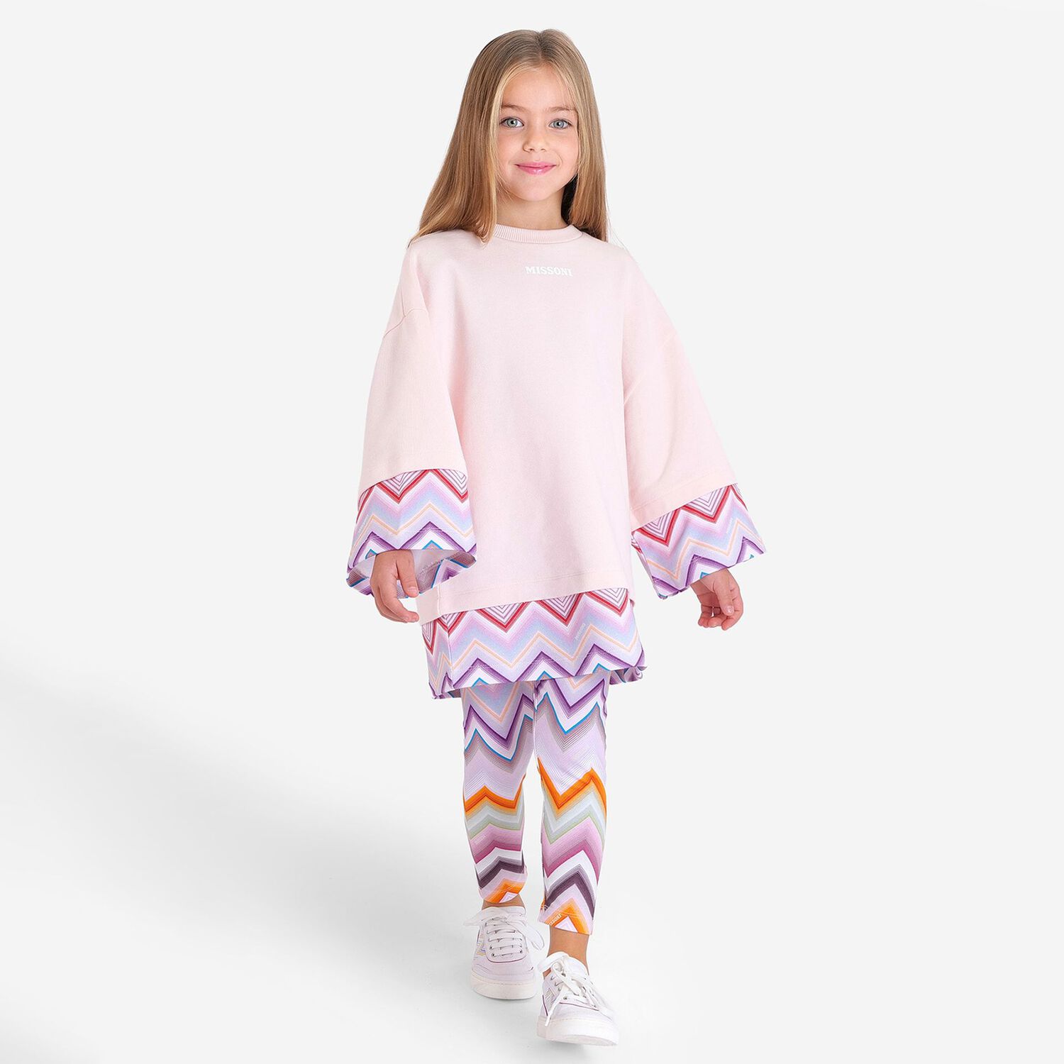 Girls Pink Zig Zag Leggings, 1, hi-res